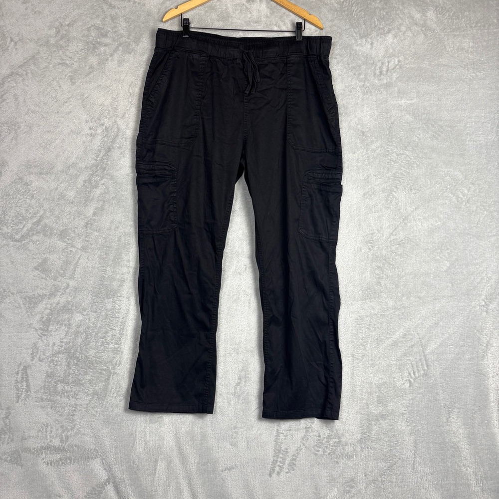 Buffalo David Bitton Womens XL Black Cargo Pants Elastic Waist Tencel Blend 209